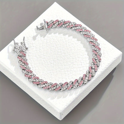 Arctic Blush Cuban Bracelet | White Gold Maya Henry Jewelry