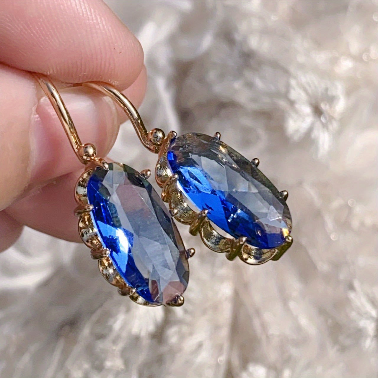 Golden Blue Bloom Earrings | Gold Maya Henry Jewelry