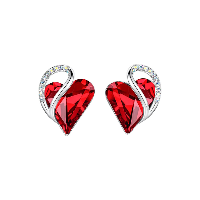 Infinity Heart Ruby Stud Earrings | White Gold Maya Henry Jewelry