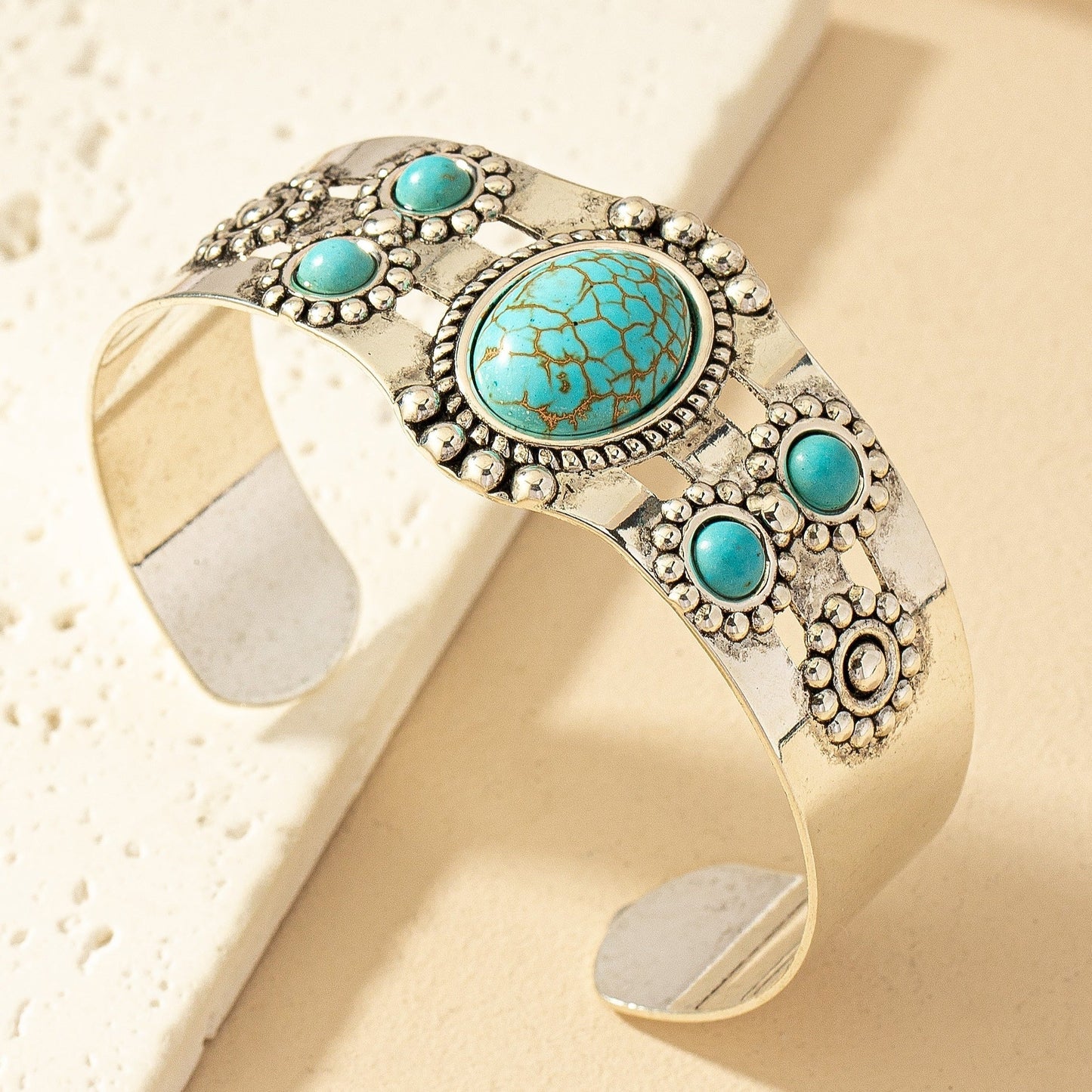 Seren Turquoise Cuff Bracelet | White Gold Maya Henry Jewelry