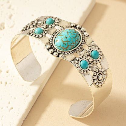 Seren Turquoise Cuff Bracelet | White Gold Maya Henry Jewelry