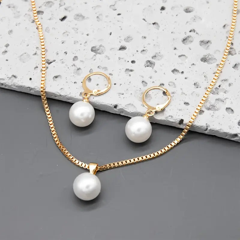 Golden Grace Pearl Jewelry Set | Gold Maya Henry Jewelry
