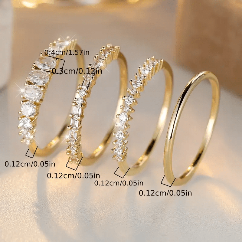 14K Golden Zirconia Stacking Rings Maya Henry Jewelry