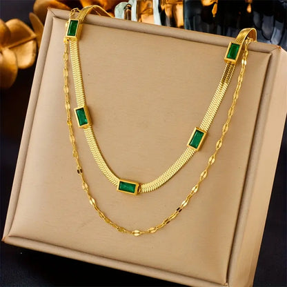 Sorella Gem Double-Layer Retro Gold Necklace Maya Henry Jewelry