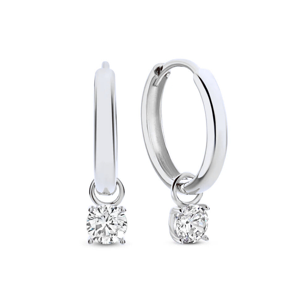Larmes de Lune Stone Hoop Earrings | White Gold Maya Henry Jewelry