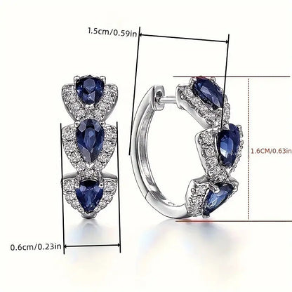 Royal Sapphire Crest Earrings | White Gold Maya Henry Jewelry