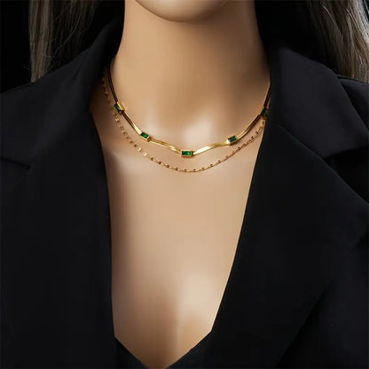 Sorella Gem Double-Layer Retro Gold Necklace Maya Henry Jewelry