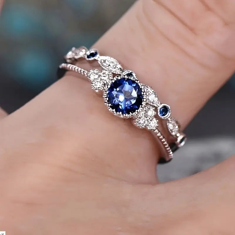 Sapphriel Crown Ring Set | White Gold Maya Henry Jewelry