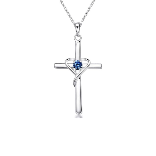 Sapphire Cross Necklace | White Gold Maya Henry Jewelry
