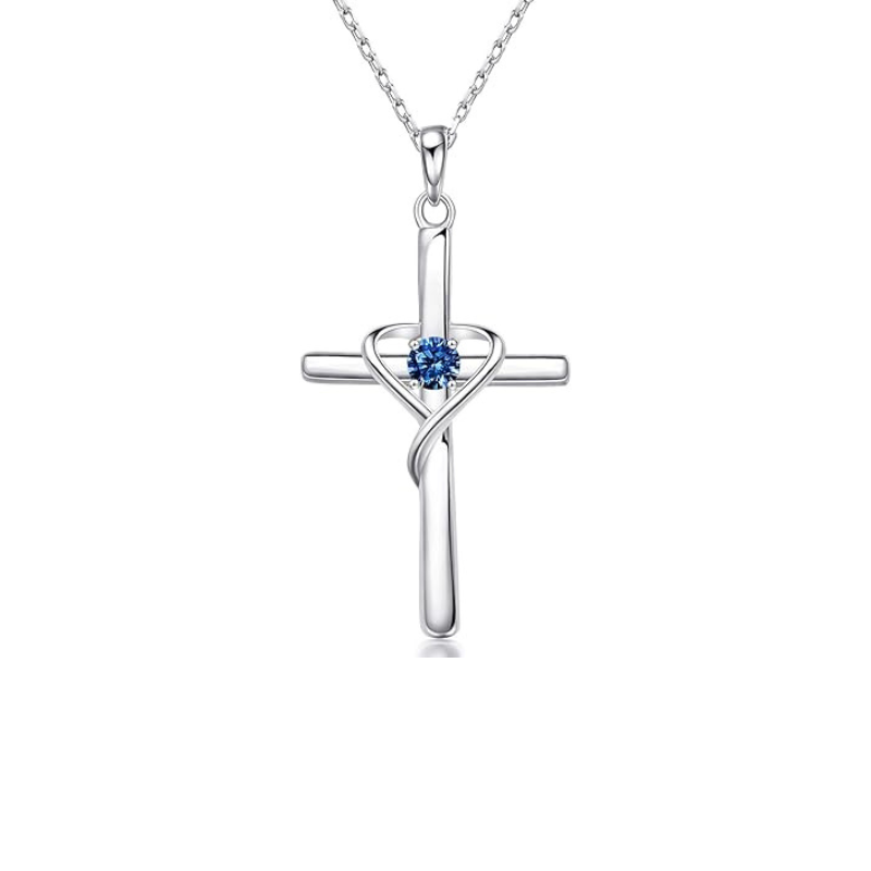 Sapphire Cross Necklace | White Gold Maya Henry Jewelry