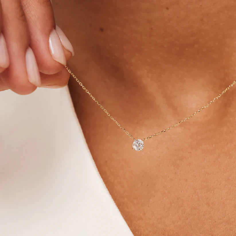 Cléa Moissanite Stone Necklace | Gold Maya Henry Jewelry
