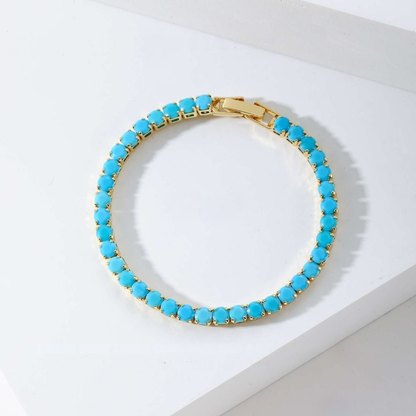 Turquoise Round Tennis Bracelet | Gold Maya Henry Jewelry