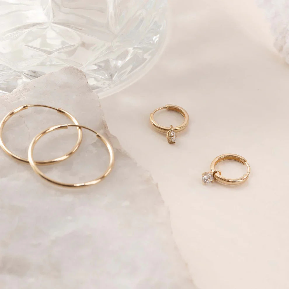 Larmes de Lune Stone Hoop Earrings | Gold Maya Henry Jewelry