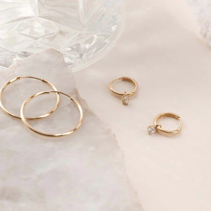 Larmes de Lune Stone Hoop Earrings | Gold Maya Henry Jewelry