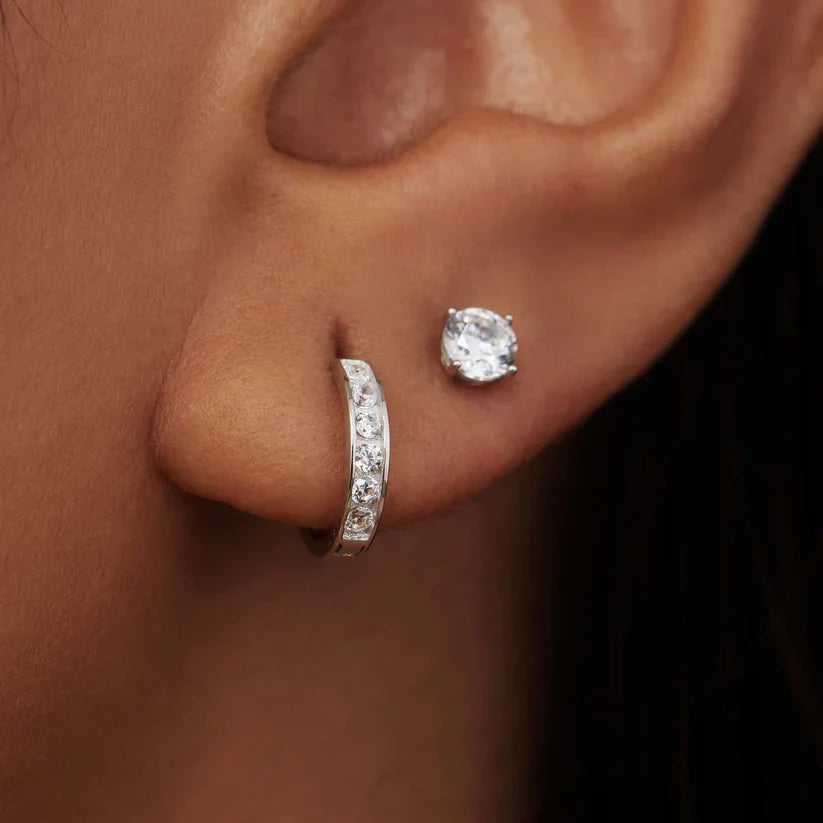 Dara Brillane Stone Earrings Set | White Gold Maya Henry Jewelry