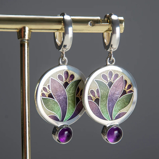 Purple Crystal Boho Earrings Maya Henry Jewelry