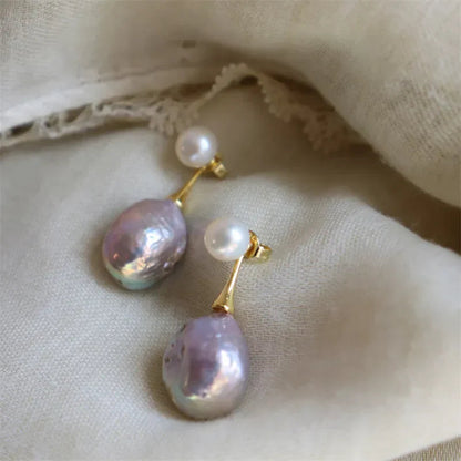 Exquisite Lilac Pearl Earrings | Gold Maya Henry Jewelry