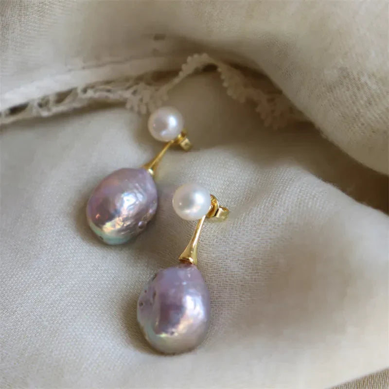 Exquisite Lilac Pearl Earrings | Gold Maya Henry Jewelry