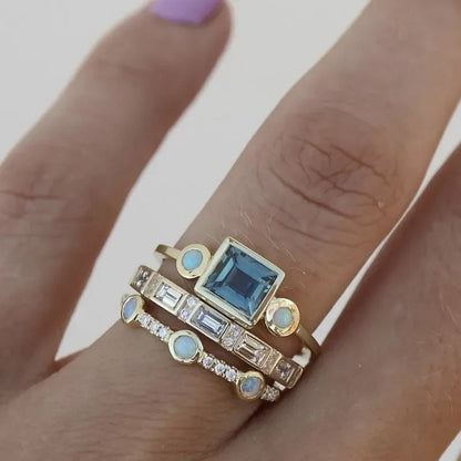 Timeless Azure Ring Set | Gold Maya Henry Jewelry