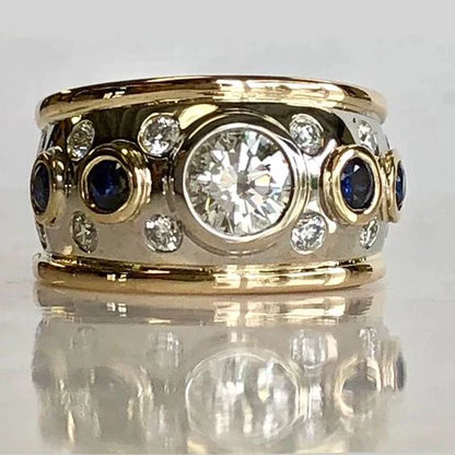 Vintage Golden Inlaid Zirconia Ring Maya Henry Jewelry