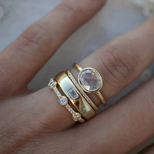 Vintage Gold & Zirconia Ring Set | Gold Maya Henry Jewelry