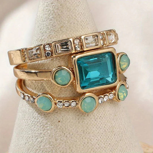 Timeless Azure Ring Set | Gold Maya Henry Jewelry