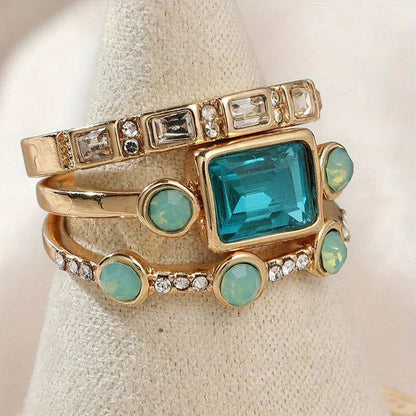 Timeless Azure Ring Set | Gold Maya Henry Jewelry