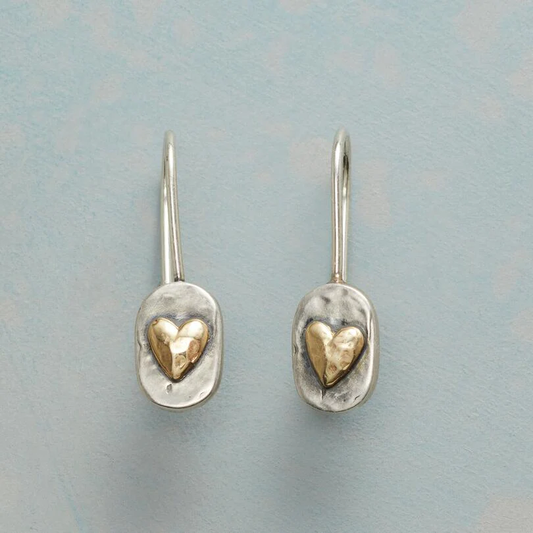 Vintage Silver Golden Heart Earrings Maya Henry Jewelry
