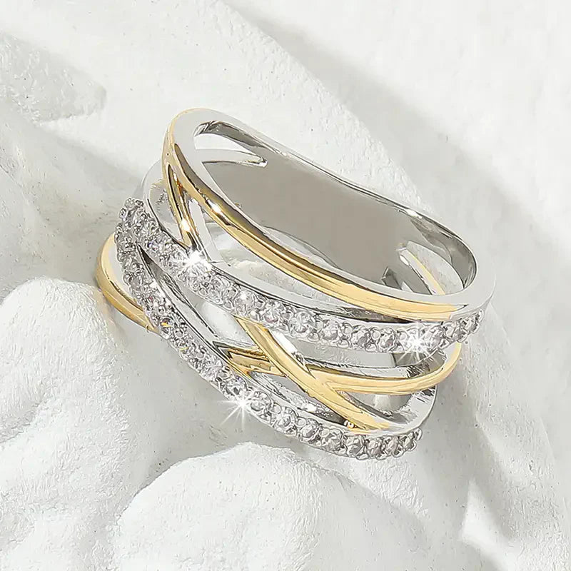 SilverGold Radiance Zirconia Ring | Mixed Gold Maya Henry Jewelry