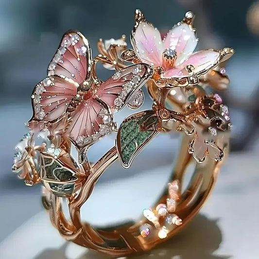 Nature Bright Butterfly Zirconia Ring | Gold Maya Henry Jewelry