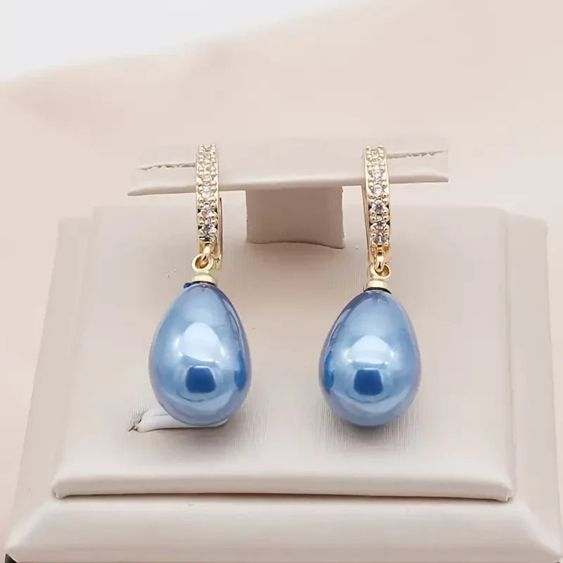 Blue Ocean Dew Earrings | Gold Maya Henry Jewelry