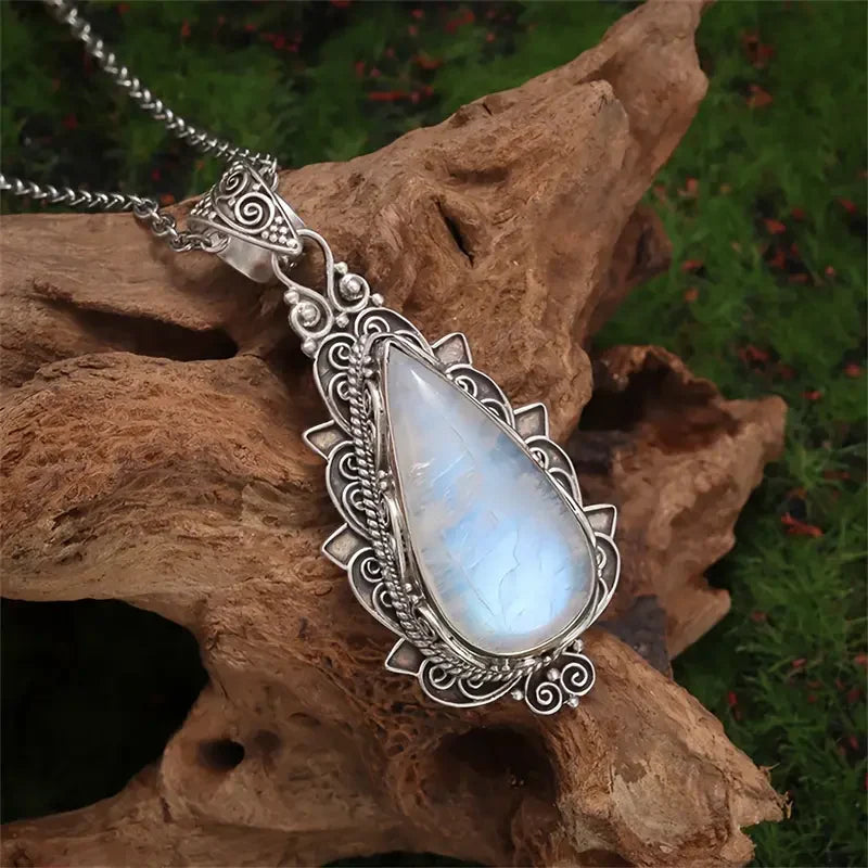 Antique Moonstone Drop Necklace | Gold Maya Henry Jewelry