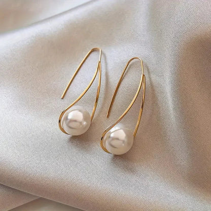 Elegant Pearl Dangling Earrings | Gold Maya Henry Jewelry