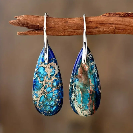 Azure Ocean Stone Earrings | White Gold Maya Henry Jewelry