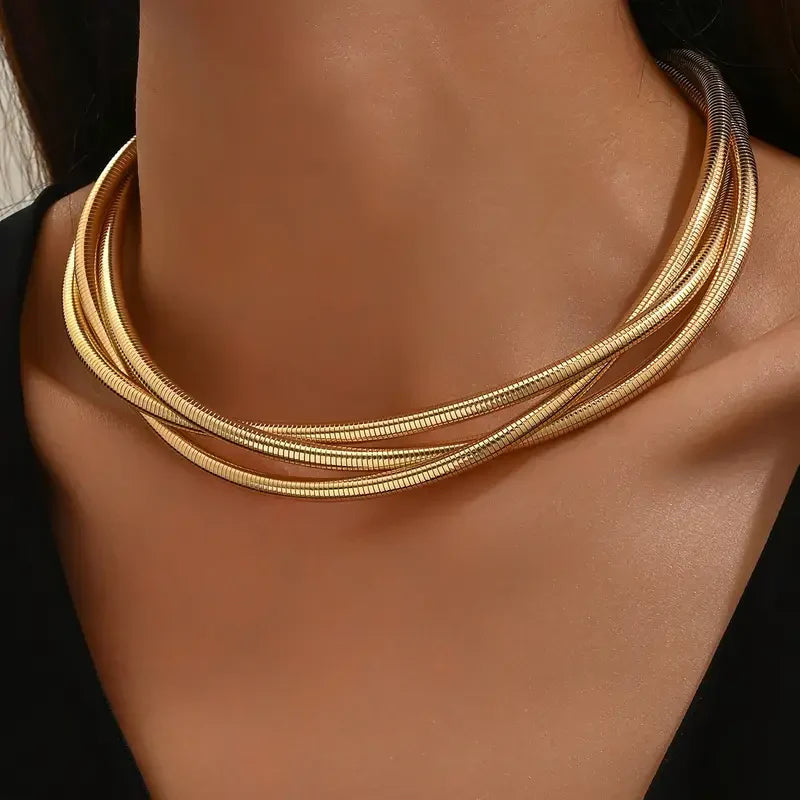 Three Layer Gold Necklace | Gold Maya Henry Jewelry