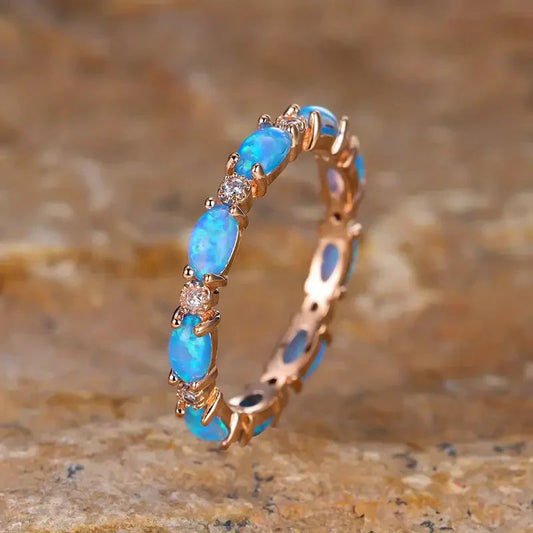 Elegant Blue Opal Ring | Gold Maya Henry Jewelry