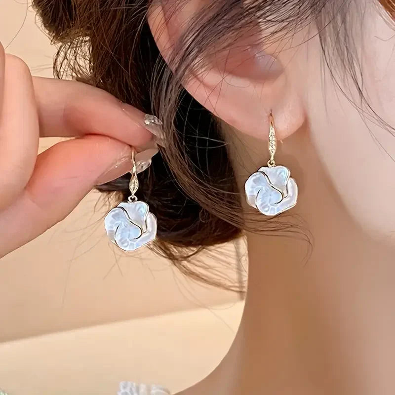 White Spiral Earrings | Gold Maya Henry Jewelry