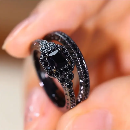 Retro Black Ring Duo Maya Henry Jewelry