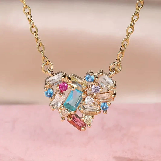 Colorful Gleam Heart Necklace | Gold Maya Henry Jewelry