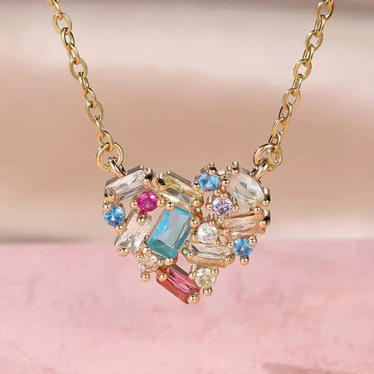 Colorful Gleam Heart Necklace | Gold Maya Henry Jewelry