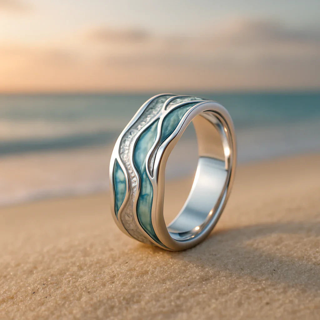 Seasilver Ripple Ring | White Gold Maya Henry Jewelry
