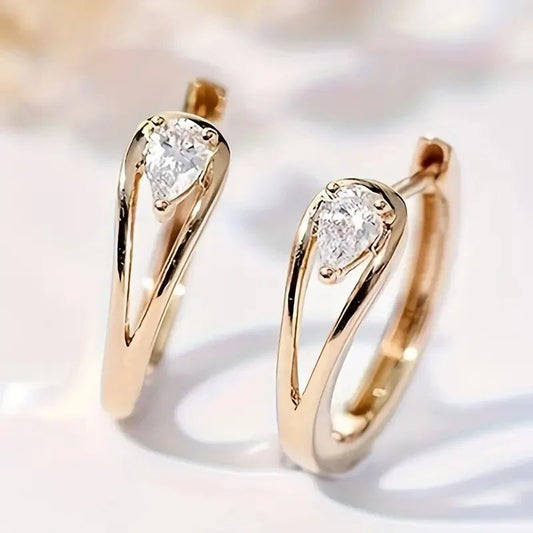 Exquisite Zirconia Golden Drop Earrings | Gold Maya Henry Jewelry