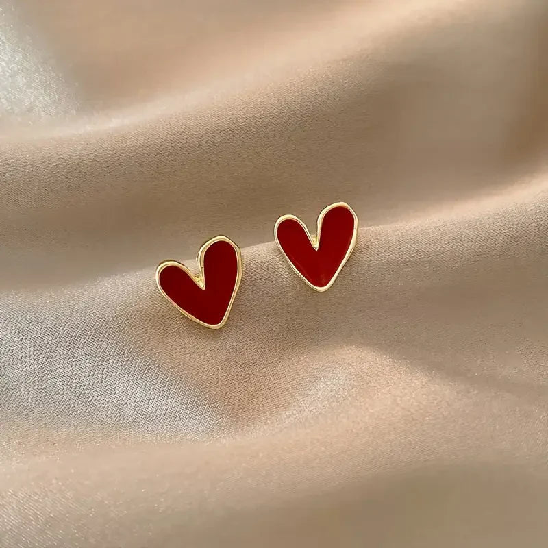 Antique Red Heart Gold Earrings | Gold Maya Henry Jewelry
