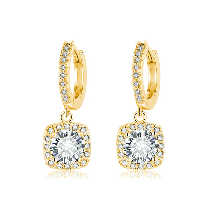 Square Halo Drop Earrings | Gold Maya Henry Jewelry