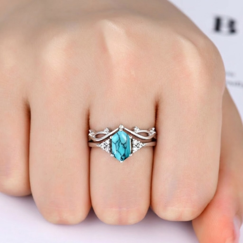 Elarin Sea Crest Ring Set | White Gold Maya Henry Jewelry