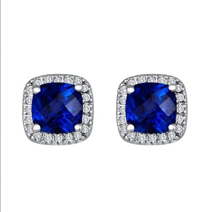 Saphir Square Stud Earrings | White Gold Maya Henry Jewelry