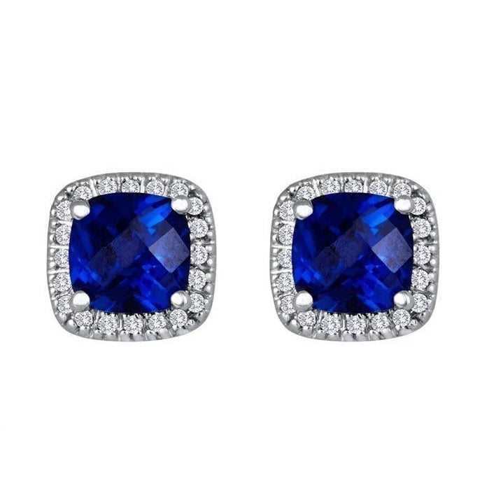 Sapphire Square Stud Earrings | White Gold Maya Henry Jewelry