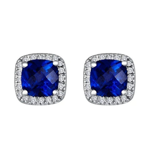 Sapphire Square Stud Earrings | White Gold Maya Henry Jewelry