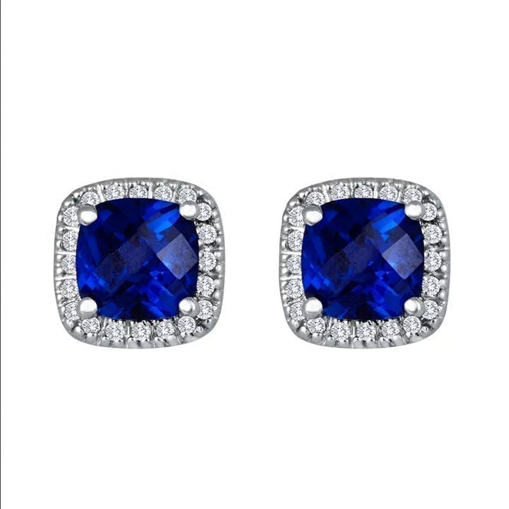Saphir Square Stud Earrings | White Gold Maya Henry Jewelry
