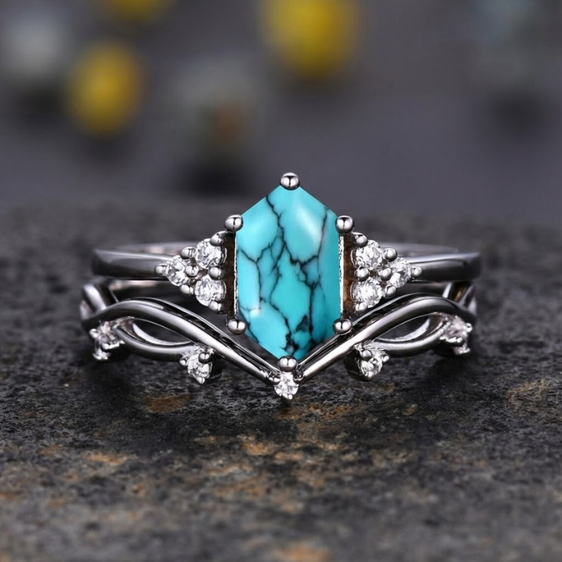 Elarin Sea Crest Ring Set | White Gold Maya Henry Jewelry